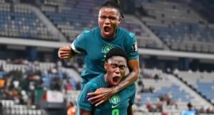 Asisat Oshoala celebrates after scoring the winning goal as the Super Falcons defeated Zambia 1-0 in their 2026 WAFCON Group C match in Rabat, Morocco.