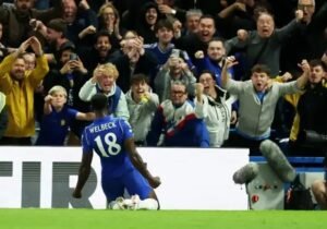 Chelsea comeback to thump Leeds in nine-goal Carabao Cup thriller Chelsea players celebrate comeback win over Leeds