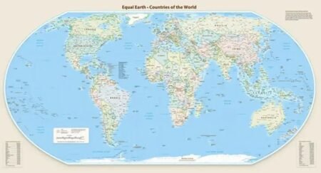Equal Earth world map showing Africa larger than on the traditional Mercator projection