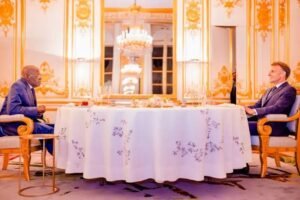 Tinubu and Macron at a diner