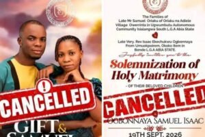 Groom cancels wedding one day to event ceremony
