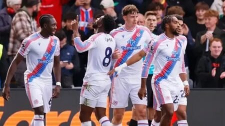 Crystal Palace players celebrate against Nottingham Forest