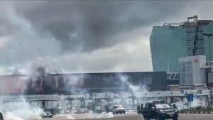 Police fire tear gas at Lekki Toll Gate during the sixth #EndSARS anniversary.